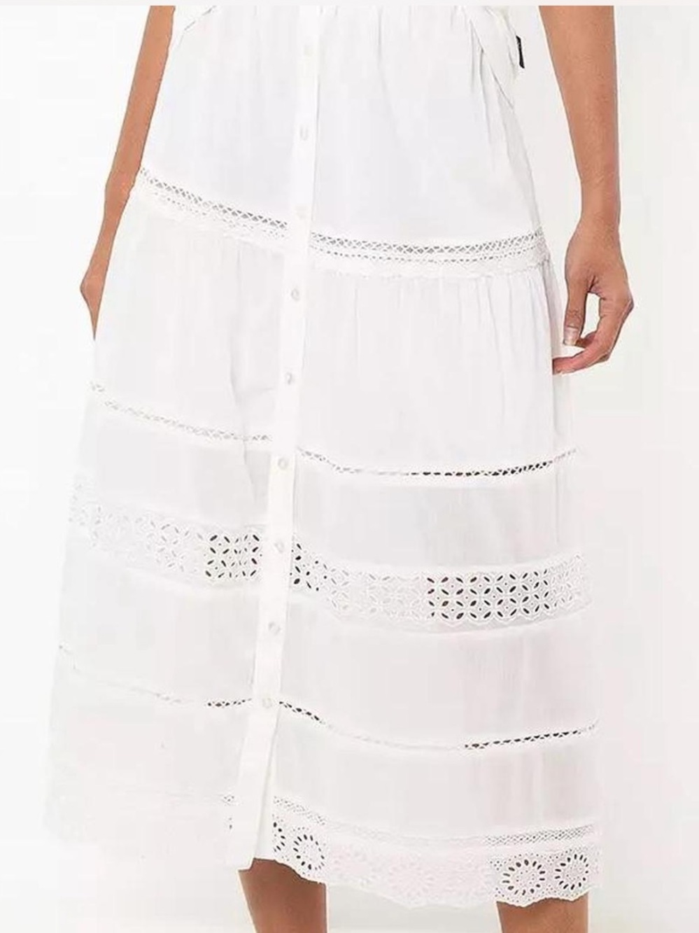 Gap White Tiered Eyelet Midi Skirt